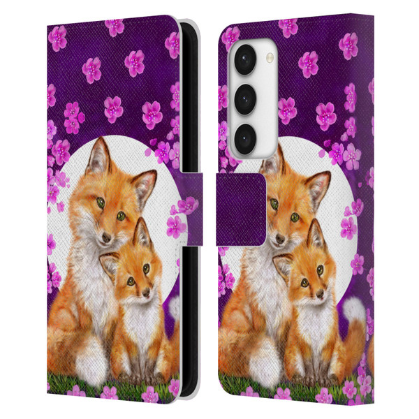 Kayomi Harai Animals And Fantasy Mother & Baby Fox Leather Book Wallet Case Cover For Samsung Galaxy S23 5G