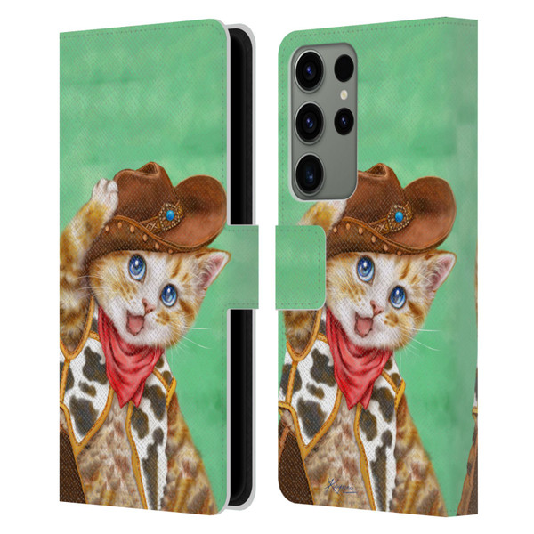 Kayomi Harai Animals And Fantasy Cowboy Kitten Leather Book Wallet Case Cover For Samsung Galaxy S23 Ultra 5G