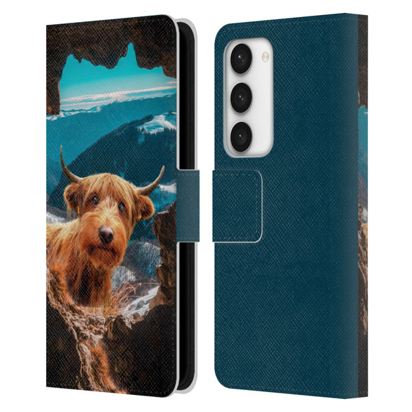Pixelmated Animals Surreal Wildlife Cowpup Leather Book Wallet Case Cover For Samsung Galaxy S23 5G