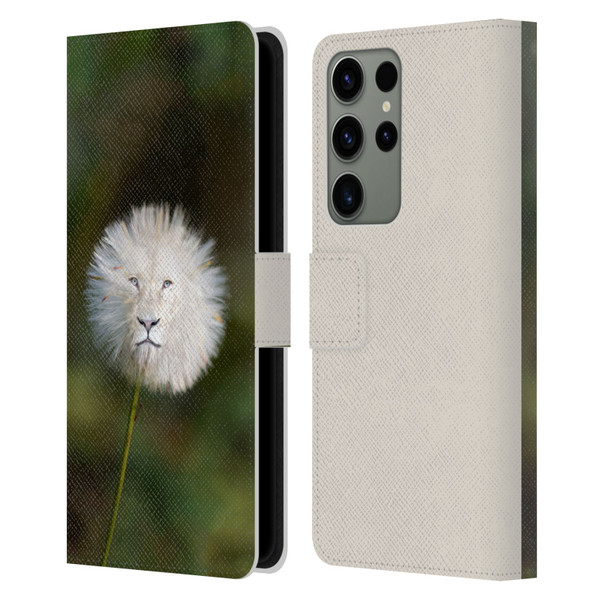 Pixelmated Animals Surreal Wildlife Dandelion Leather Book Wallet Case Cover For Samsung Galaxy S23 Ultra 5G