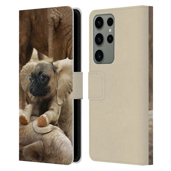 Pixelmated Animals Surreal Wildlife Pugephant Leather Book Wallet Case Cover For Samsung Galaxy S23 Ultra 5G