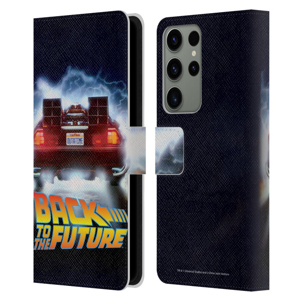 Back to the Future I Key Art Delorean Leather Book Wallet Case Cover For Samsung Galaxy S23 Ultra 5G