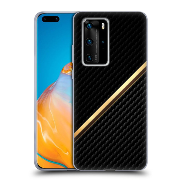 Alyn Spiller Carbon Fiber Gold Soft Gel Case for Huawei P40 Pro / P40 Pro Plus 5G