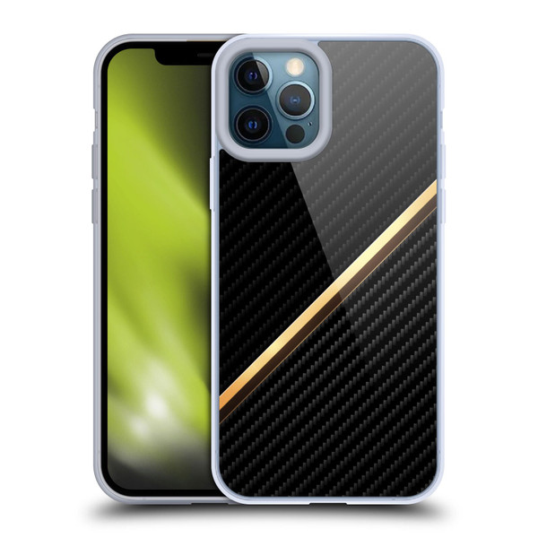 Alyn Spiller Carbon Fiber Gold Soft Gel Case for Apple iPhone 12 Pro Max & MagSafe