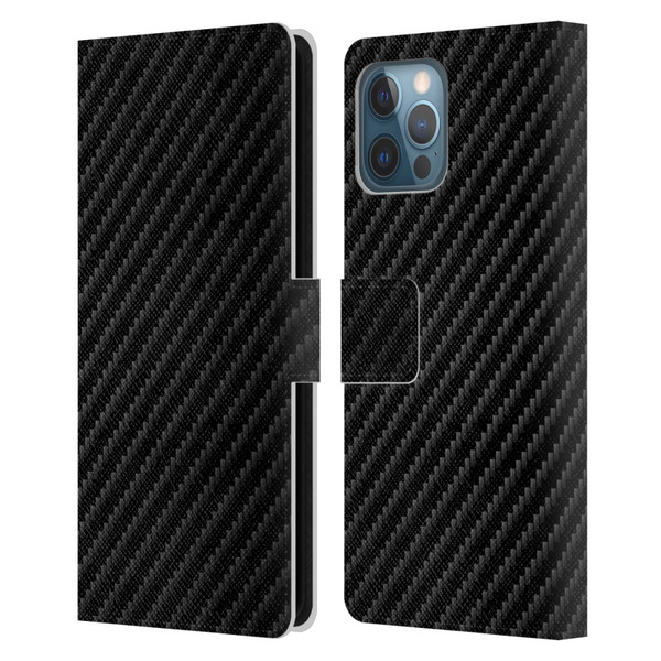 Alyn Spiller Carbon Fiber Plain Leather Book Wallet Case Cover For Apple iPhone 12 Pro Max
