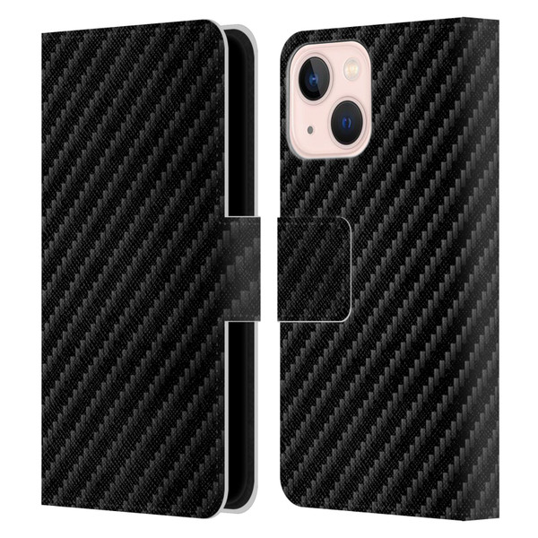 Alyn Spiller Carbon Fiber Plain Leather Book Wallet Case Cover For Apple iPhone 13 Mini