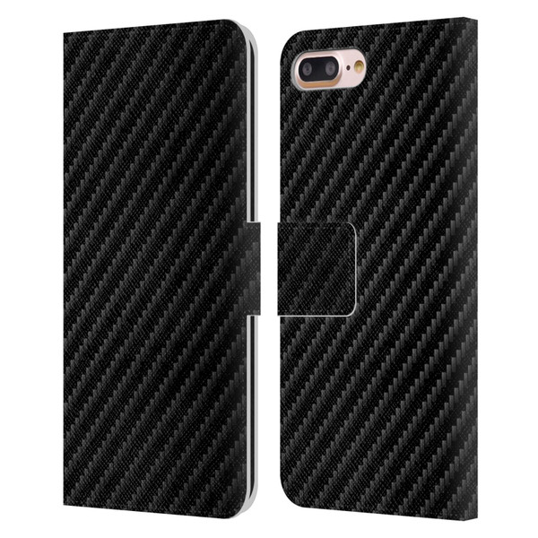 Alyn Spiller Carbon Fiber Plain Leather Book Wallet Case Cover For Apple iPhone 7 Plus / iPhone 8 Plus