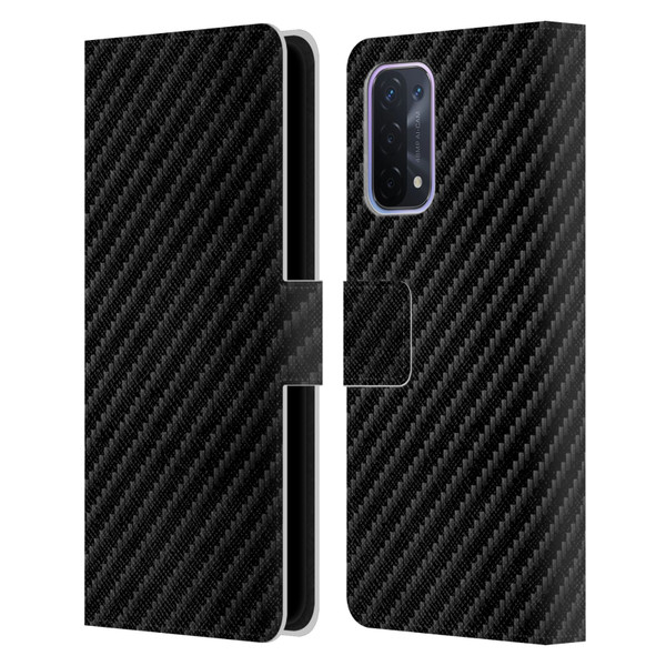 Alyn Spiller Carbon Fiber Plain Leather Book Wallet Case Cover For OPPO A54 5G