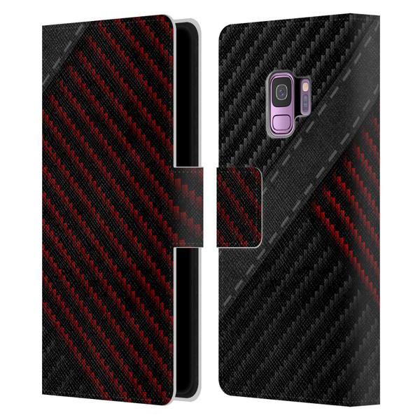 Alyn Spiller Carbon Fiber Stitch Leather Book Wallet Case Cover For Samsung Galaxy S9