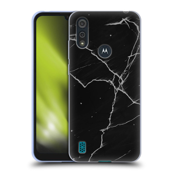 Alyn Spiller Marble Black Soft Gel Case for Motorola Moto E6s (2020)