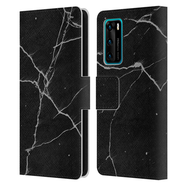 Alyn Spiller Marble Black Leather Book Wallet Case Cover For Huawei P40 5G