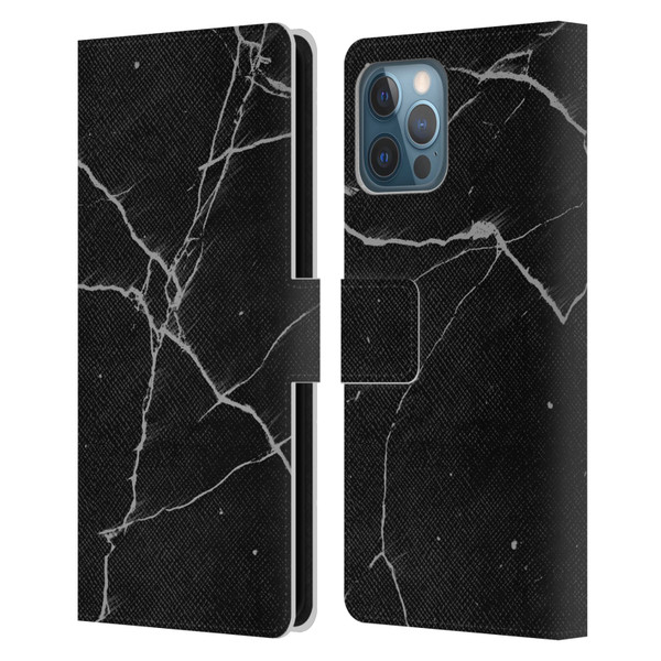 Alyn Spiller Marble Black Leather Book Wallet Case Cover For Apple iPhone 12 Pro Max