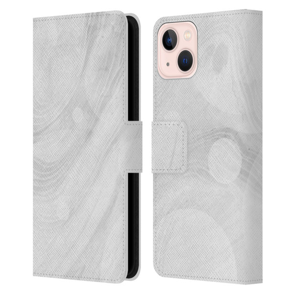 Alyn Spiller Marble White Leather Book Wallet Case Cover For Apple iPhone 13