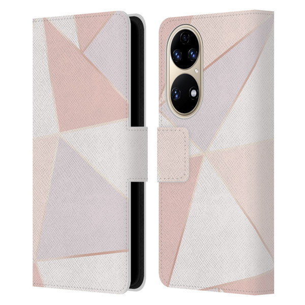 Alyn Spiller Rose Gold Geometry Leather Book Wallet Case Cover For Huawei P50