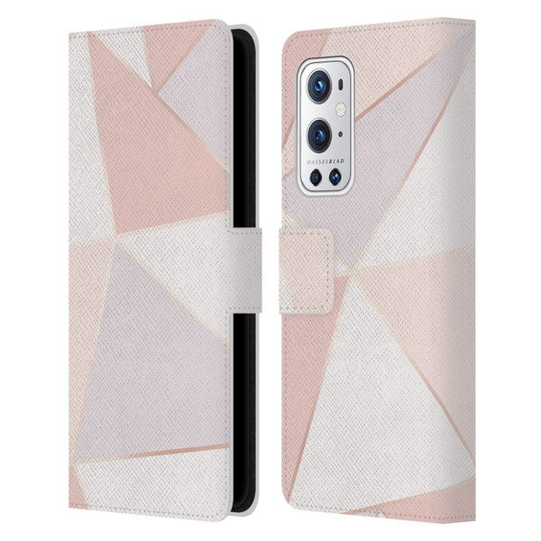 Alyn Spiller Rose Gold Geometry Leather Book Wallet Case Cover For OnePlus 9 Pro