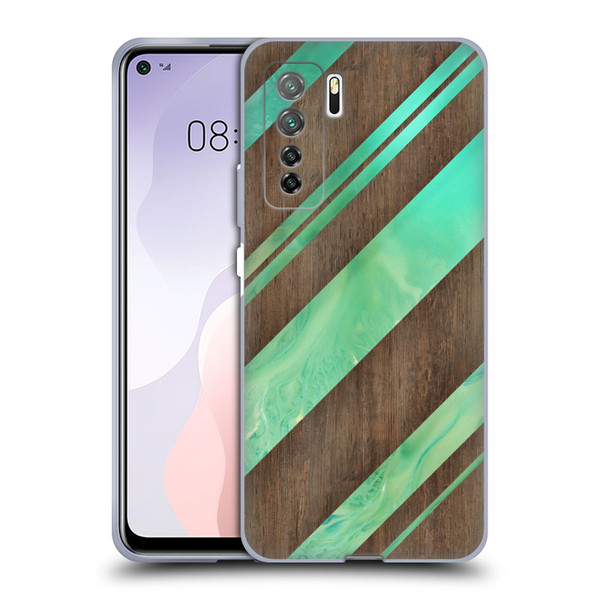 Alyn Spiller Wood & Resin Diagonal Stripes Soft Gel Case for Huawei Nova 7 SE/P40 Lite 5G