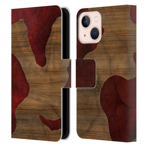 Alyn Spiller Wood & Resin Fire Leather Book Wallet Case Cover For Apple iPhone 13 Mini