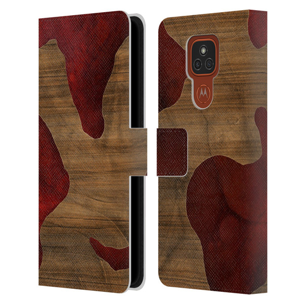 Alyn Spiller Wood & Resin Fire Leather Book Wallet Case Cover For Motorola Moto E7 Plus
