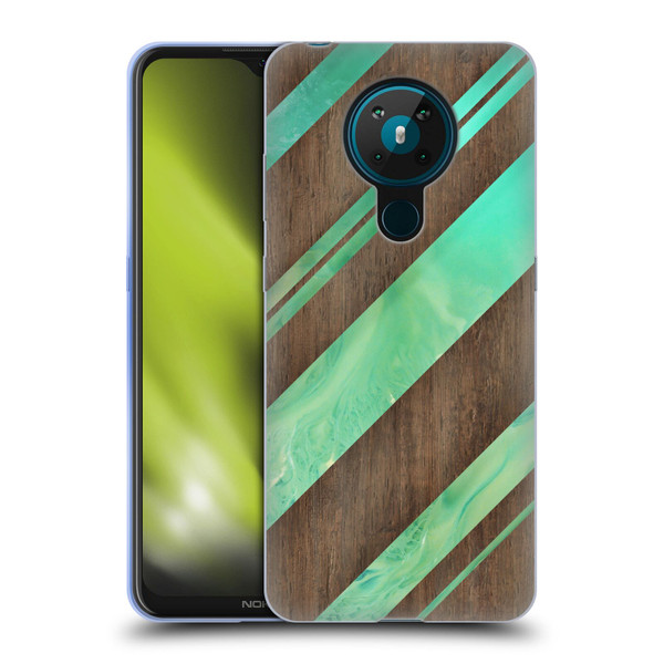 Alyn Spiller Wood & Resin Diagonal Stripes Soft Gel Case for Nokia 5.3