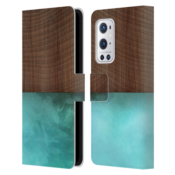 Alyn Spiller Wood & Resin Blocking Leather Book Wallet Case Cover For OnePlus 9 Pro