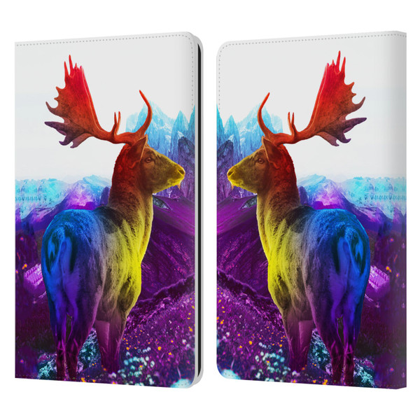 Dave Loblaw Animals Purple Mountain Deer Leather Book Wallet Case Cover For Amazon Kindle Paperwhite 1 / 2 / 3