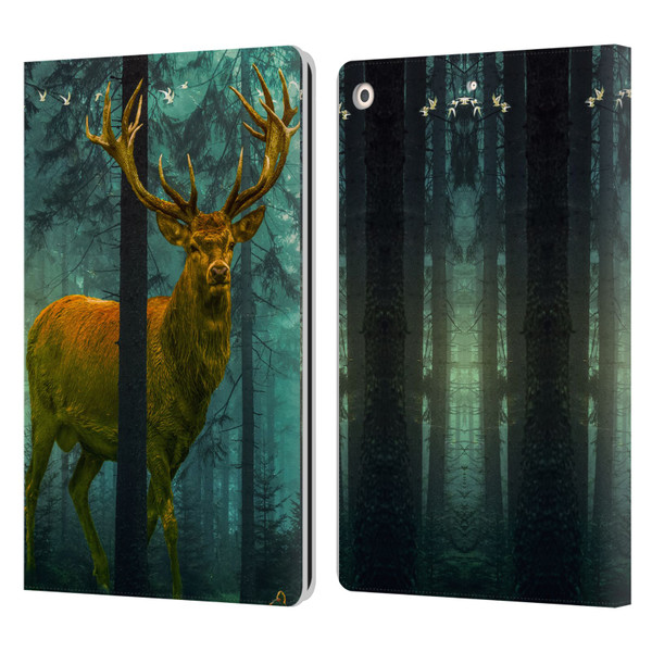 Dave Loblaw Animals Giant Forest Deer Leather Book Wallet Case Cover For Apple iPad 10.2 2019/2020/2021