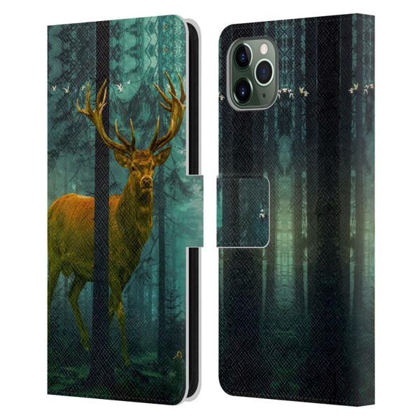 Dave Loblaw Animals Giant Forest Deer Leather Book Wallet Case Cover For Apple iPhone 11 Pro Max