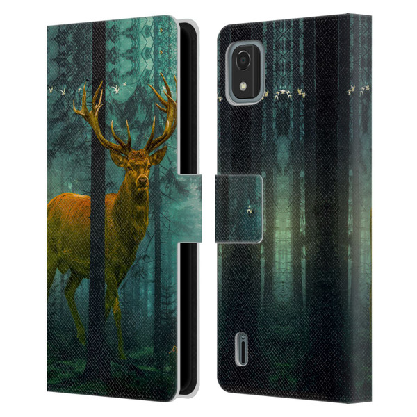 Dave Loblaw Animals Giant Forest Deer Leather Book Wallet Case Cover For Nokia C2 2nd Edition