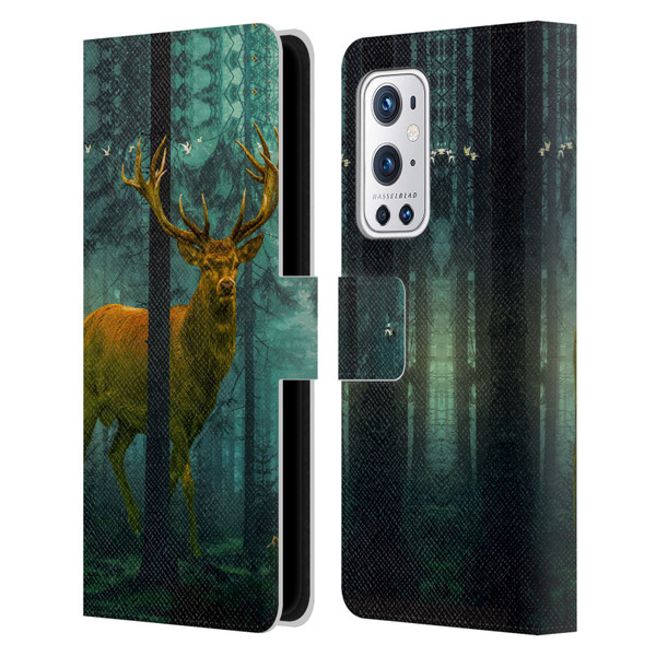 Dave Loblaw Animals Giant Forest Deer Leather Book Wallet Case Cover For OnePlus 9 Pro