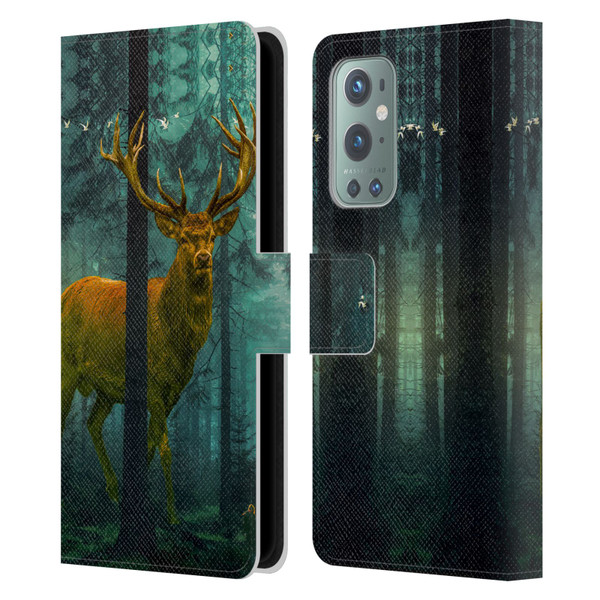 Dave Loblaw Animals Giant Forest Deer Leather Book Wallet Case Cover For OnePlus 9