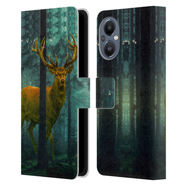 Dave Loblaw Animals Giant Forest Deer Leather Book Wallet Case Cover For OnePlus Nord N20 5G