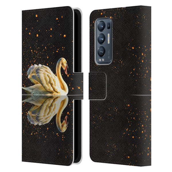 Dave Loblaw Animals Swan Lake Reflections Leather Book Wallet Case Cover For OPPO Find X3 Neo / Reno5 Pro+ 5G