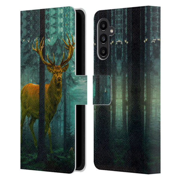 Dave Loblaw Animals Giant Forest Deer Leather Book Wallet Case Cover For Samsung Galaxy A13 5G (2021)