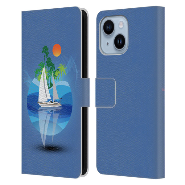 Dave Loblaw Contemporary Art Tropical Waters Leather Book Wallet Case Cover For Apple iPhone 14 Plus