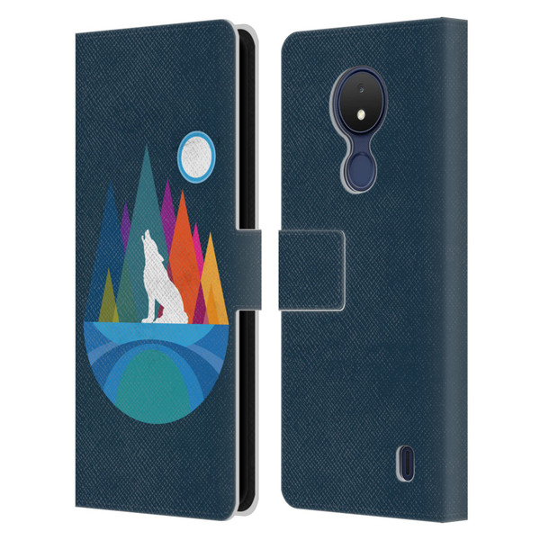 Dave Loblaw Contemporary Art Wolf Mountain With Texture Leather Book Wallet Case Cover For Nokia C21