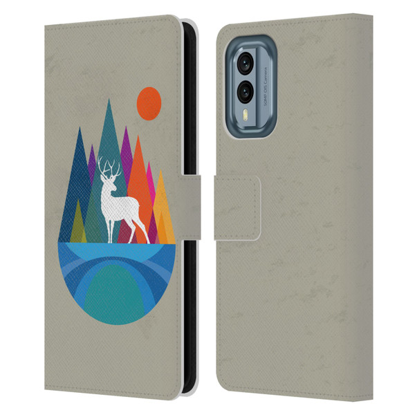 Dave Loblaw Contemporary Art Mountain Deer Leather Book Wallet Case Cover For Nokia X30
