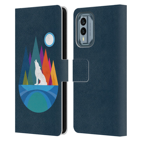 Dave Loblaw Contemporary Art Wolf Mountain With Texture Leather Book Wallet Case Cover For Nokia X30