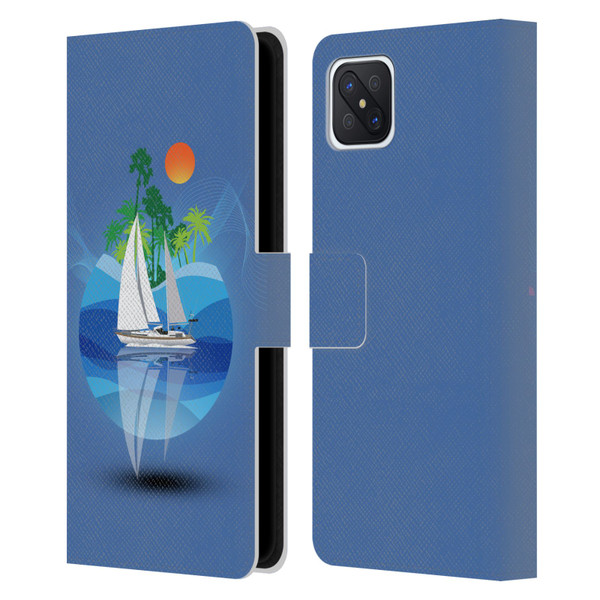 Dave Loblaw Contemporary Art Tropical Waters Leather Book Wallet Case Cover For OPPO Reno4 Z 5G