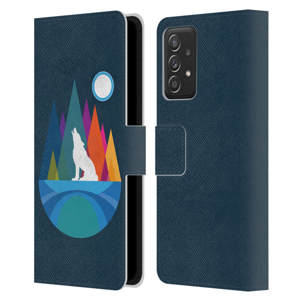 Dave Loblaw Contemporary Art Wolf Mountain With Texture Leather Book Wallet Case Cover For Samsung Galaxy A52 / A52s / 5G (2021)