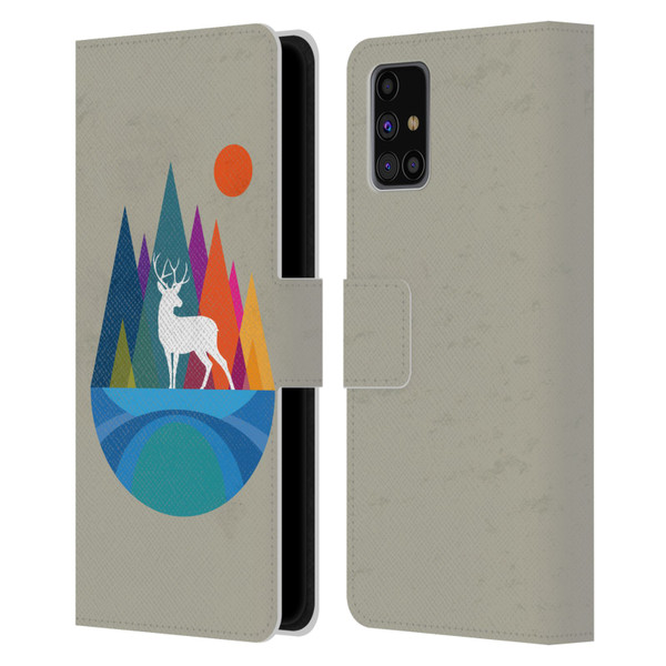 Dave Loblaw Contemporary Art Mountain Deer Leather Book Wallet Case Cover For Samsung Galaxy M31s (2020)