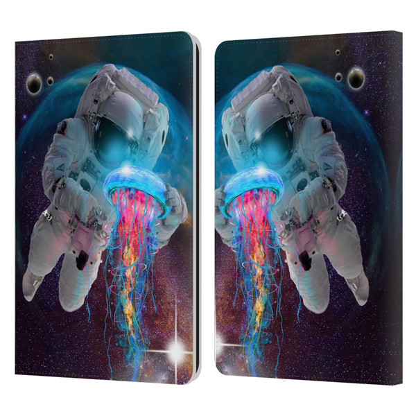 Dave Loblaw Jellyfish Astronaut And Jellyfish Leather Book Wallet Case Cover For Amazon Kindle Paperwhite 1 / 2 / 3