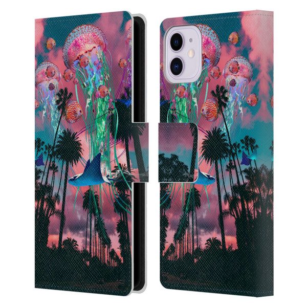 Dave Loblaw Jellyfish California Dreamin Jellyfish Leather Book Wallet Case Cover For Apple iPhone 11