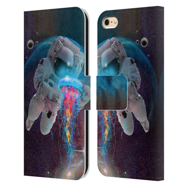 Dave Loblaw Jellyfish Astronaut And Jellyfish Leather Book Wallet Case Cover For Apple iPhone 6 / iPhone 6s