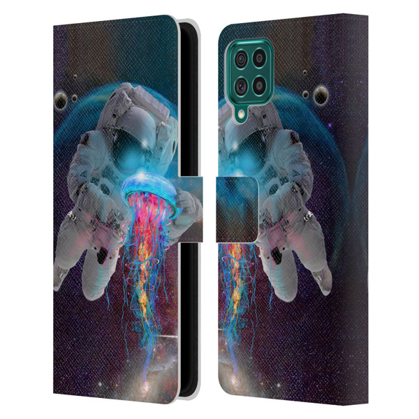 Dave Loblaw Jellyfish Astronaut And Jellyfish Leather Book Wallet Case Cover For Samsung Galaxy F62 (2021)