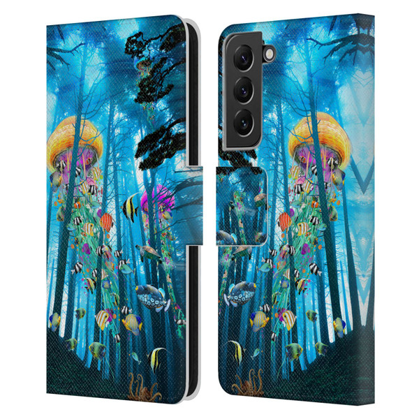 Dave Loblaw Jellyfish Electric Jellyfish In A Mist Leather Book Wallet Case Cover For Samsung Galaxy S22+ 5G