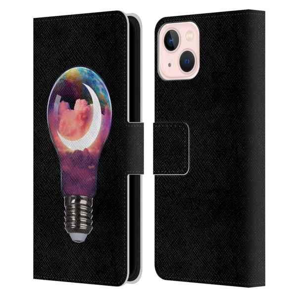 Dave Loblaw Sci-Fi And Surreal Light Bulb Moon Leather Book Wallet Case Cover For Apple iPhone 13