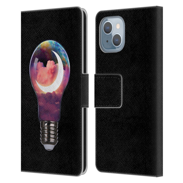 Dave Loblaw Sci-Fi And Surreal Light Bulb Moon Leather Book Wallet Case Cover For Apple iPhone 14
