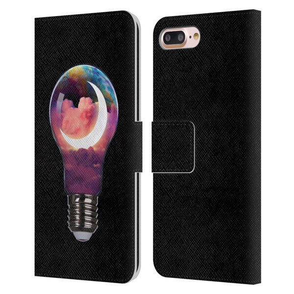 Dave Loblaw Sci-Fi And Surreal Light Bulb Moon Leather Book Wallet Case Cover For Apple iPhone 7 Plus / iPhone 8 Plus