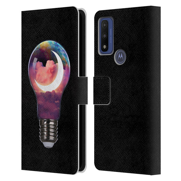 Dave Loblaw Sci-Fi And Surreal Light Bulb Moon Leather Book Wallet Case Cover For Motorola G Pure