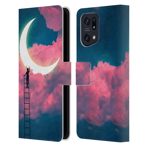 Dave Loblaw Sci-Fi And Surreal Boy Painting Moon Clouds Leather Book Wallet Case Cover For OPPO Find X5